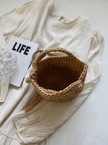 2024 New Fashion Woven Rope Hollow Out Shoulder Bag For Summer Vacation Beach Handbag For Women, Summer Essentials, Perfect For Vacation & Holiday