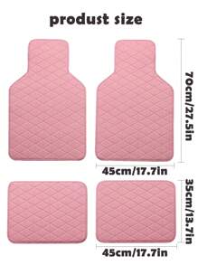 4pcs Car Foot Mat Waterproof PU Leather General Purpose Car Foot Mat, Simple Design Of Men's And Women's Car Carpet Accessories Interior - Pink - View 5