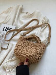 2024 New Fashion Woven Rope Hollow Out Shoulder Bag For Summer Vacation Beach Handbag For Women, Summer Essentials, Perfect For Vacation & Holiday