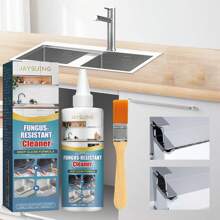 1瓶120毫升除霉凝膠,帶刷子,家用廚房浴室牆壁清潔凝膠,用於冰箱洗衣機矽膠密封劑,實用家居用品