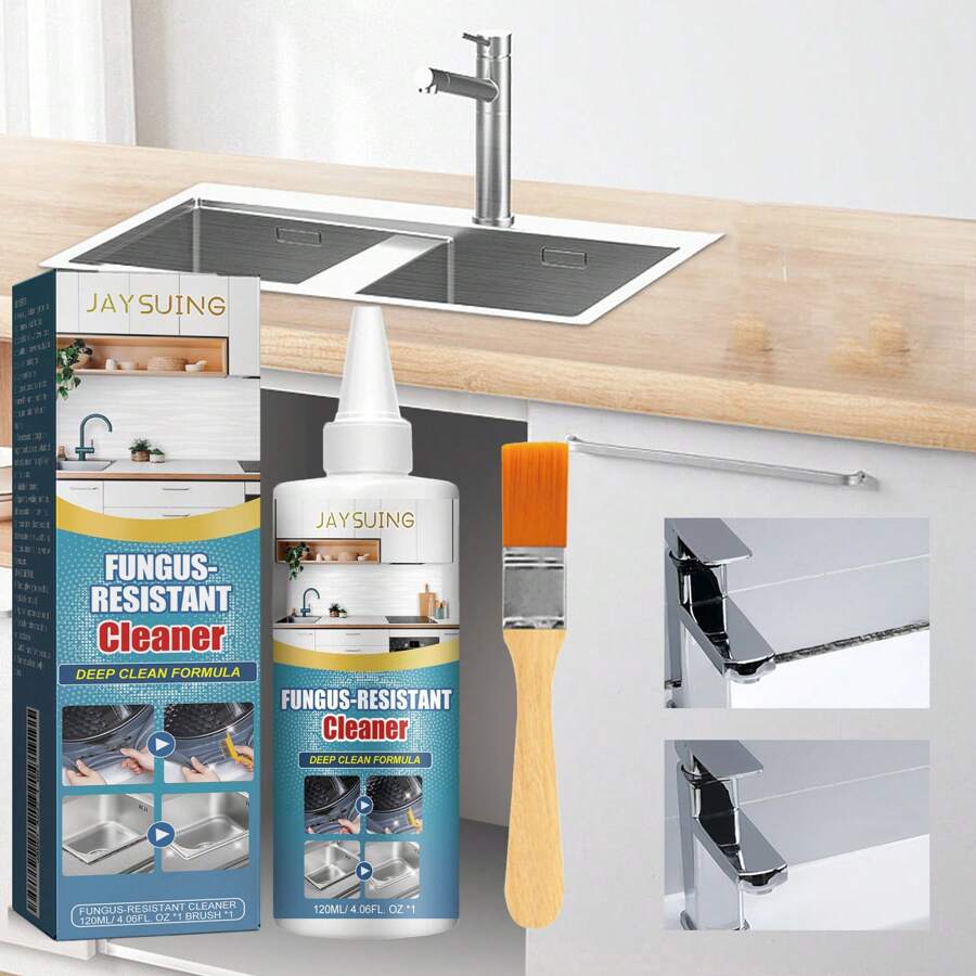 1瓶120毫升除霉凝膠,帶刷子,家用廚房浴室牆壁清潔凝膠,用於冰箱洗衣機矽膠密封劑,實用家居用品