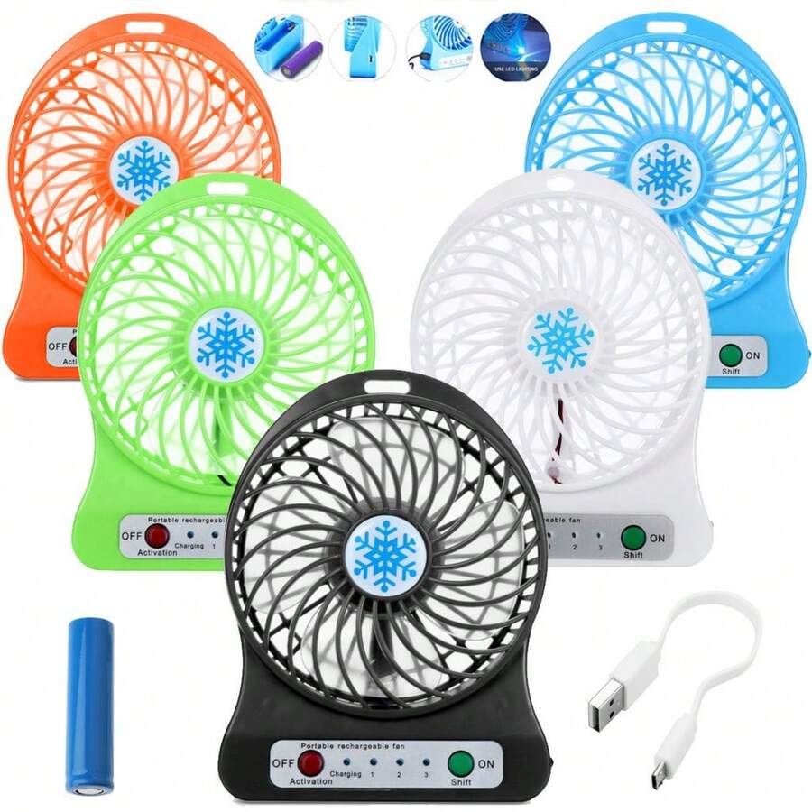 Mini Fan Ventilador Recarregável Usb Portátil 3 Velocidades Mini Fan - Multicolorido - Visão 1