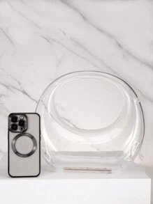 Lunar-Shaped Transparent Acrylic Handbag For Holiday, Leisure And Simplicity Style - Clear - View 3