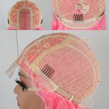 Màu hồng Ngắn Dợn sóng Tóc giả Glueless Sợi tổng hợp Ren Tóc giả Đối với phụ nữ Lỏng lẻo Quăn Tóc giả Sáng Màu hồng Ngắn Bob Phong cách Sóng lỏng lẻo Quăn Sợi tổng hợp Tóc Ở giữa Phần Đầy màu sắc Tự nhiên Sóng lỏng lẻo Tóc giả Chống nóng Chất xơ Tóc 14 Inch - Hồng - Xem 7