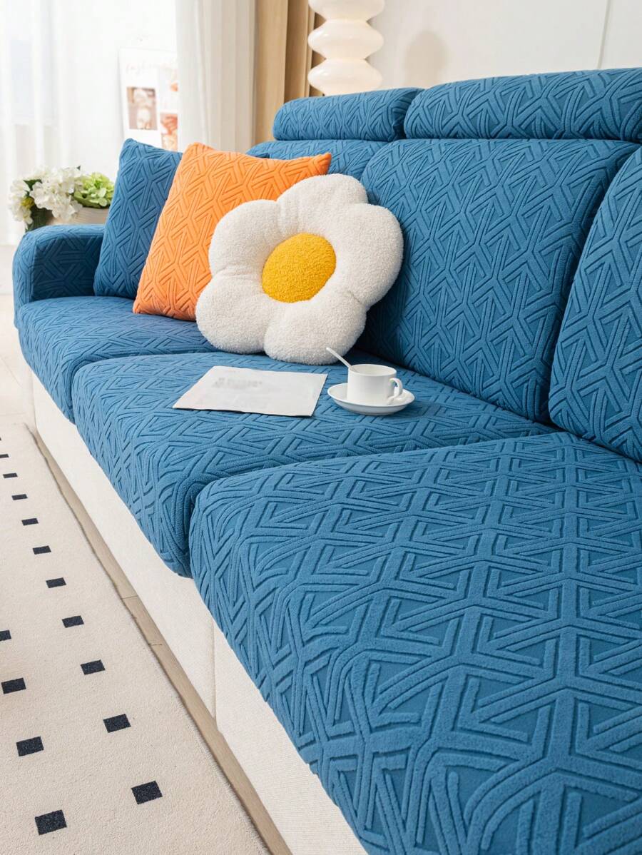 1pc Anti-Cat Scratch Sofa Cover, Universal Dust-Proof Sofa Protector Cover, Slip-Resistant, Suitable For All Seasons - Blue - View 1