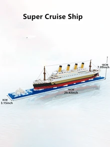 Weihnachtsdekoration Luxuriöses klassisches Kreuzfahrtschiff Modell Bausteinsatz, 3D-Miniatur DIY-Spielzeug, kreative Stresslinderung Schreibtisch Dekoration, Geburtstagsgeschenk - 1 Stück Raumdekoration, Miniaturdinge, Schiffsspielzeug, Weihnachtsminiatur, Modellbau, Kreuzfahrtschiff Modell