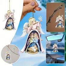 1 件复活节装饰吊坠、汽车后视镜装饰吊坠、2D 平面吊坠装饰、情人节复活节礼物、包和钥匙扣配件，用它来装饰您的汽车或房子，完美的复活节装饰、家居装饰、房间装饰、墙壁装饰 - A - 查看 3