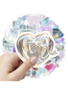 63pcs Pink And Silver Minimalist Doodle Sticker Set, Waterproof, For Decorating Luggage, Pens, Guitar, Notebook