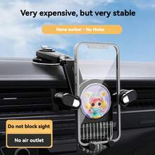 汽車手機支架安裝在汽車擋風玻璃/底板/空氣出口,通用無手車載手機支架,智能鎖定,可適用於iphone - 黑色 - 查看 2