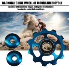 1pc Black Aluminum Alloy Bike Rear Derailleur Wheel, Bearing Anodic Cnc 11t Chain Guide Pulley For Mountain Cycling Equipment