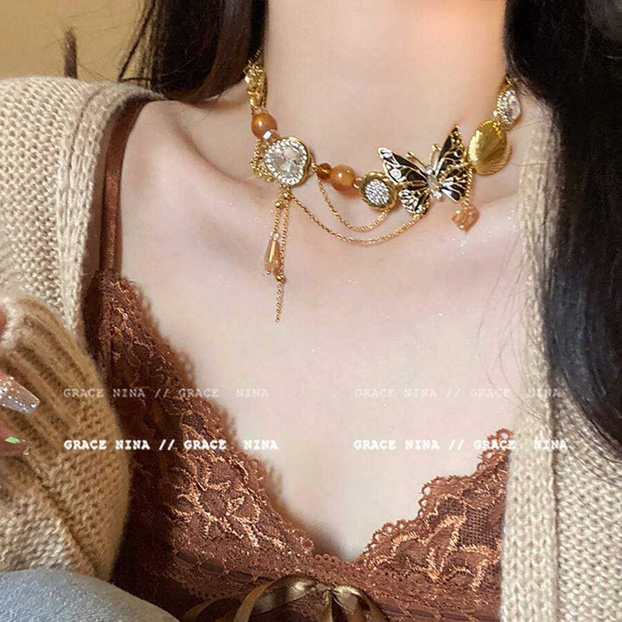 1 Miếng Retro Mặt dây chuyền con bướm Dây chuyền Thiết kế độc nhất Cao-kết thúc Phụ kiện Đối với Áo len ( Thích hợp Đối với Mặc hàng ngày )