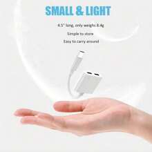 1 pieza Adaptador de auriculares White 2 en 1 con doble Tipo-C y divisor USB-C con conector Aux para carga, compatible con Huawei Samsung Xiaomi