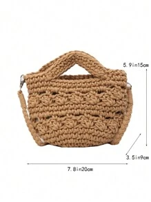 2024 New Fashion Woven Rope Hollow Out Shoulder Bag For Summer Vacation Beach Handbag For Women, Summer Essentials, Perfect For Vacation & Holiday