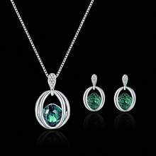 1 bộ Châu Âu và Châu Mỹ Thời trang Pha lê Pha lê Hoa tai , Vòng cổ mặt dây chuyền , Tai Trụ Bộ trang sức Đối với phụ nữ - màu xanh lá - Xem 2