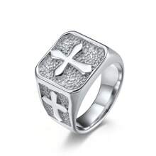 Simple Stainless Steel Cross Ring Hand Decoration Gift, Silver/Gold/Black