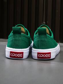 OPOEE Children's Canvas Shoes, Spring/Autumn Korean Style Simple Boys' Girls' Shoes, Fashionable Low-Cut Casual Tied Athletic Shoes, Classic Canvas Shoes For Casual, Sports And Skateboarding - Olive Green - View 7