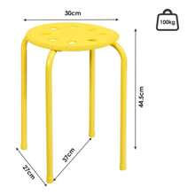 Set Of 6 Stackable Metal Stools, 44.5cm High Backless Stools With Plastic Seat, Portable Round Stools For Kitchen Dining Room School Office Children's Room - Multicolor - View 4