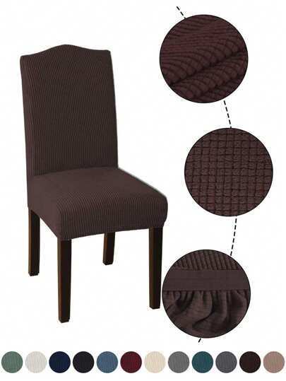 1pc Solid Color Stretch Universal Chair Cover, Corn Velour Seat Cover