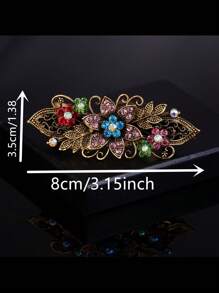 Royal 女士发夹 1 件装 - 锌合金复古弹簧爪夹，镶嵌水钻，优雅时尚，适合成人佩戴，适用于购物、派对、通勤等各种场合，是发饰、发夹、爪夹、发卡、发饰、学习用品的理想之选。 - 彩色 - 查看 9