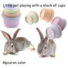 8 Piezas De Tazas Apilables Para Conejos, Divertidos Juguetes Multicolores Para Conejitos Reutilizables, Juguetes De Conejo Encajables De Diferentes Tamaños Para Animales Pequeños - Multicolor - Ver 1