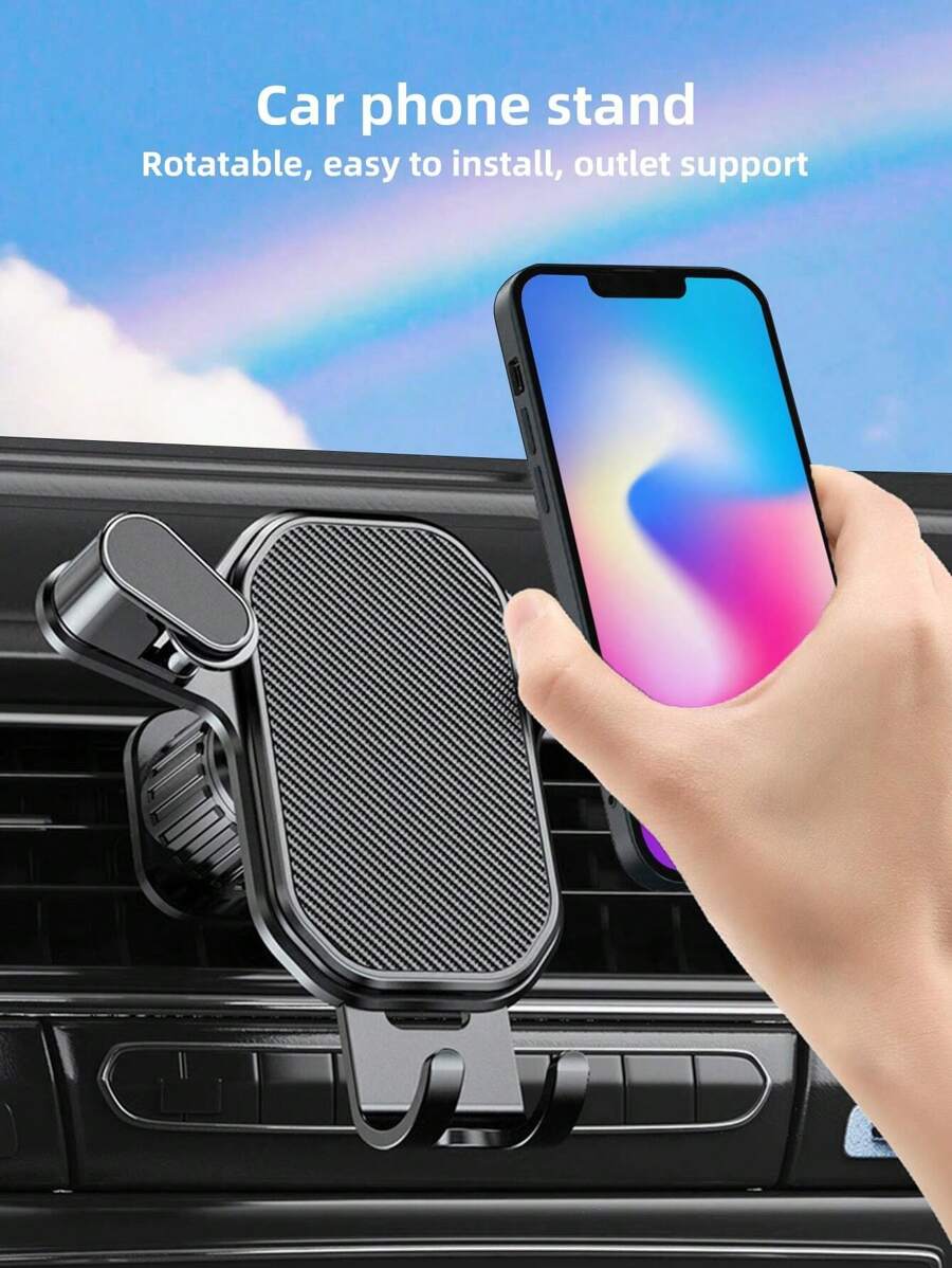 Car Air Vent Sunmark Crochet Hook Mobile Phone Holder - Rotatable Compatible With IPhone, Android Phone, Gift For Birthday, Family, Friends For Summer Air Vent Phone Holder, Car Accessories, Car Phone Holder - Black - View 1