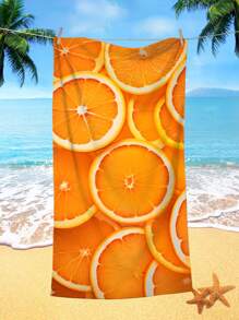 1 Miếng Trái cây trái cam Mẫu Khăn đi biển , Siêu mịn Chất xơ In Sấy khô nhanh Hấp thụ Khăn tắm Đối với Bơi lội , Kỳ nghỉ , Du lịch , Cắm trại Và Các hoạt động ngoài trời - trái cam - Xem 1