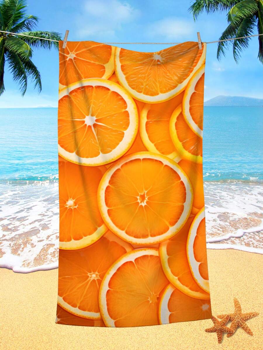 1 Miếng Trái cây trái cam Mẫu Khăn đi biển , Siêu mịn Chất xơ In Sấy khô nhanh Hấp thụ Khăn tắm Đối với Bơi lội , Kỳ nghỉ , Du lịch , Cắm trại Và Các hoạt động ngoài trời - trái cam - Xem 1