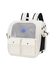 1pc Transparent Pet Carrier Backpack With Large Capacity For Cats, Dual Shoulder Straps - White - View 10