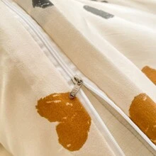 1 件被套和 2 件枕套套装，超大花卉图案绗缝羽绒被套套装，单人加大号/全尺寸 - 米色 - 查看 7