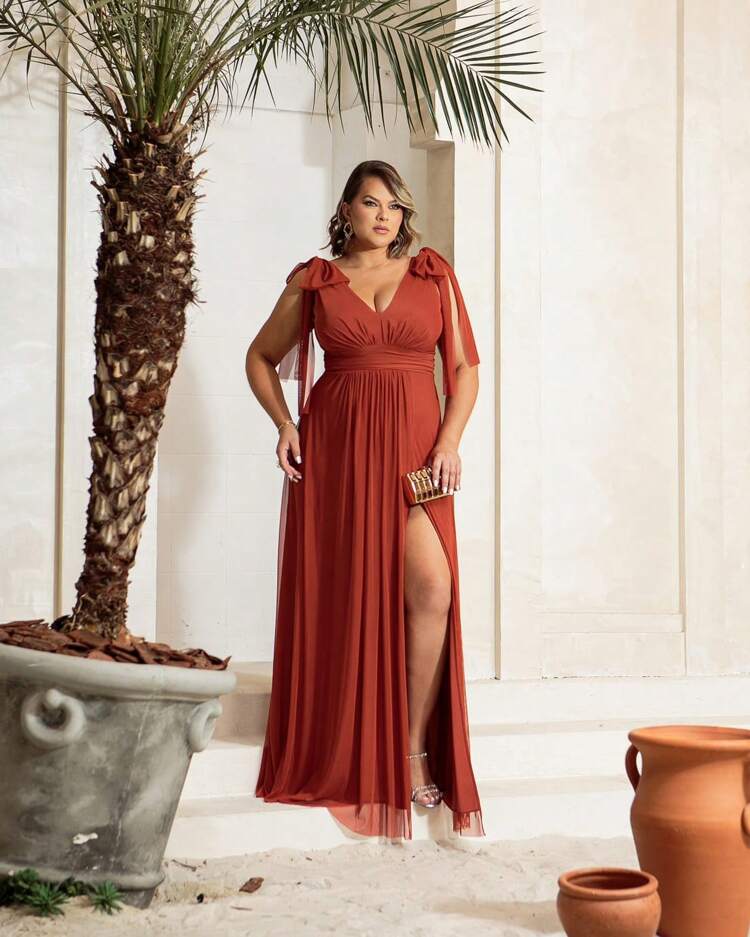 terracota vestido para festa madrinha