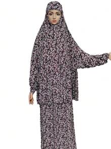 1 chiếc áo Abaya dài rộng có mũ trùm đầu và khăn trùm đầu dành cho nữ, thích hợp cho việc cầu nguyện, thể thao trong nhà/ngoài trời, khăn che mặt mềm mại cho nữ, phụ kiện cần thiết cho kỳ nghỉ và du lịch. - Nhiều màu - Xem 14