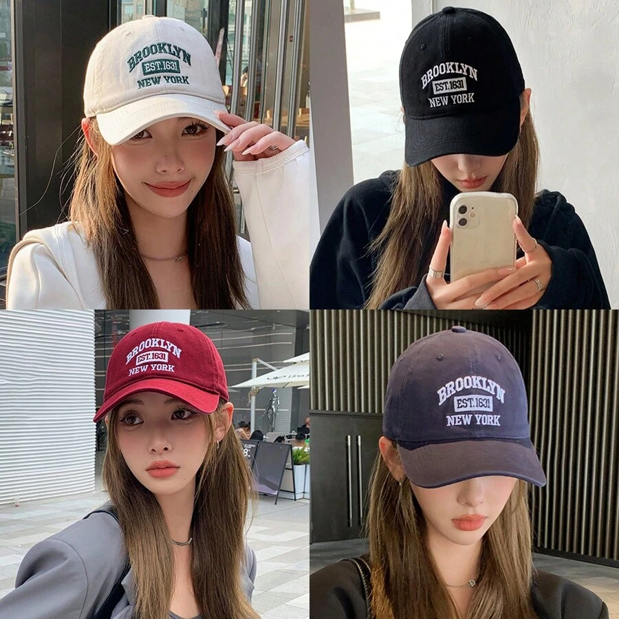 1 pièce Casquette de baseball à visière incurvée, design avec lettres brodées, convient pour une utilisation quotidienne au printemps et en été, style casual de rue