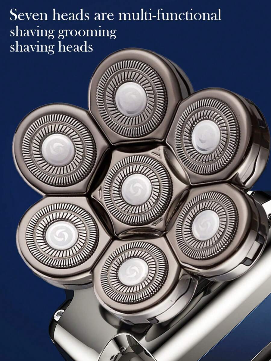 1pc Electric Shaver For Bald Men, Intelligent Rechargeable 7Blade Head Shaver, Hair Clippers