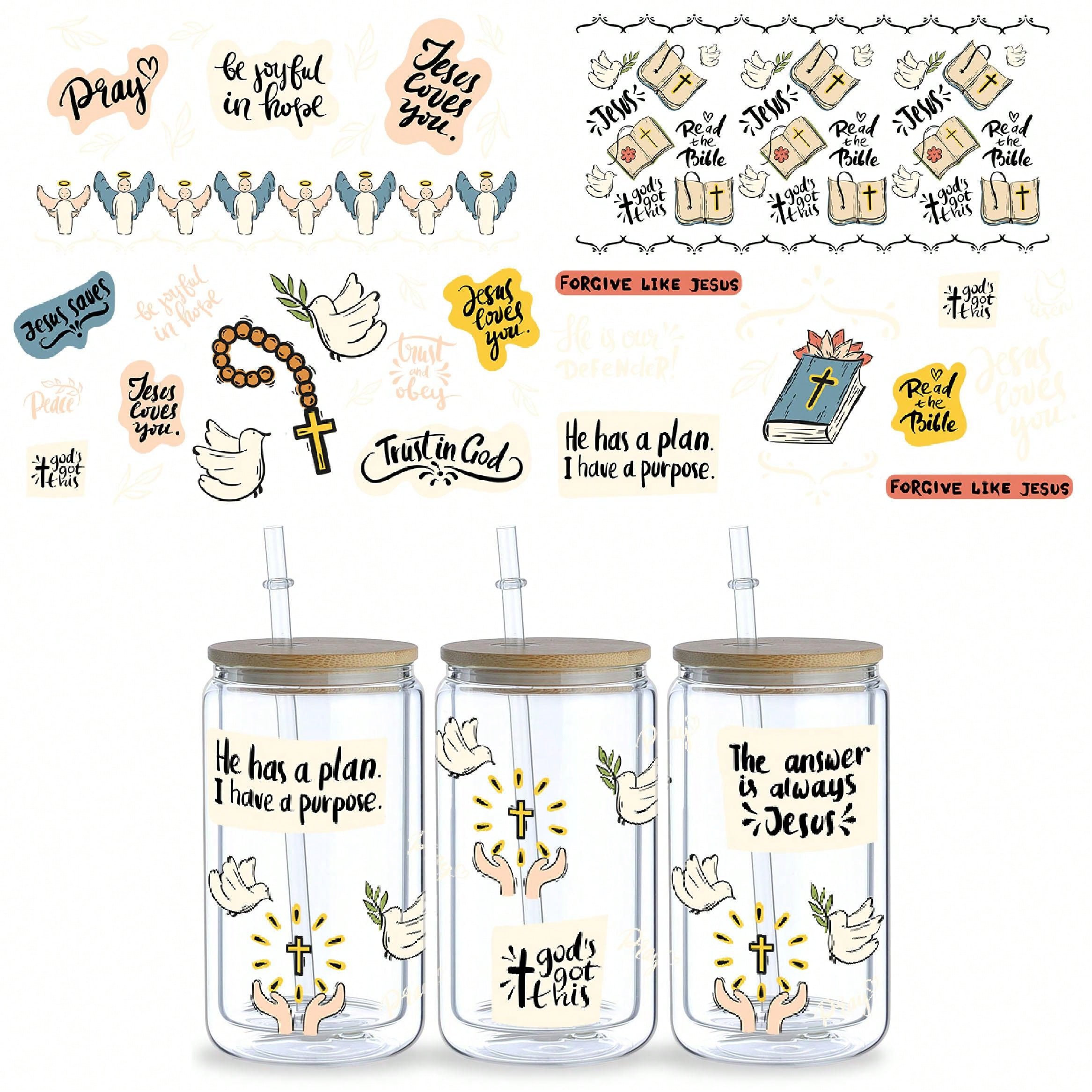 Arricraft Lot De 10 Feuilles D'autocollants UV DTF Pour Verre De 473,6 G, Fleurs, Feuilles, Papillons, Abeilles, Autocollants De Transfert Pour