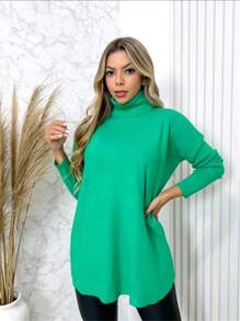 Women Sweater Dresses - 墨綠色 - 查看 1