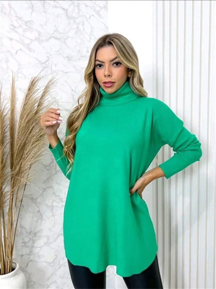 Women Sweater Dresses - 墨綠色 - 查看 1