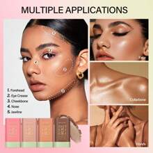 Cream Contour Stick, Bronzer Stick Facial Contouring Stick,Long Lasting Highlight Contour Makeup,Buildable Face Bronzer Face Shaping - 02,柔和的光芒 - 查看 7