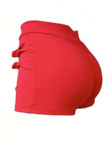 Falda Short Basica Stretch Corta con Abertura en Pierna - Rojo - Ver 3