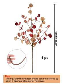 1 件人造植物桉树茎桉树叶喷雾仿桉树枝绿叶茎丝绸塑料植物花卉适用于花瓶家庭派对婚礼装饰、情人节、礼物 - 橘色 - 查看 2