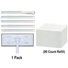 1 Set Of Long-handled Mop With Paper Package/3 Packs Of Mop Refill Paper, Household Static Dust Removal Mop 51.2 Inch Foldable Handle, Disposable Vacuum Paper Brush Line Thread Flat Mop Remover Cleaning Tool, Hands-free Cleaning Duster, For Home Cleaning Tool