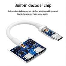1 pieza Adaptador de auriculares White 2 en 1 con doble Tipo-C y divisor USB-C con conector Aux para carga, compatible con Huawei Samsung Xiaomi