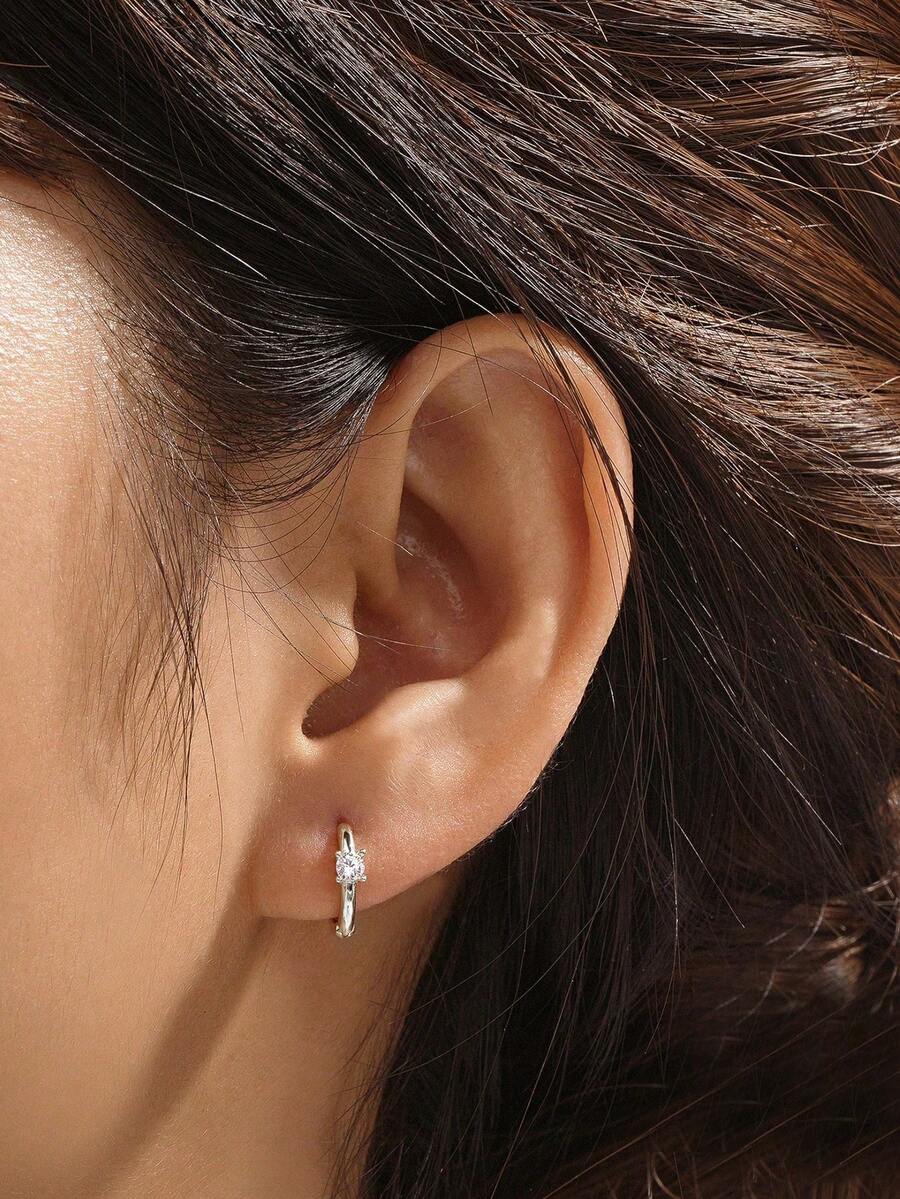 1對女性圓環耳環,s925純銀色日常佩戴精美珠寶,婚禮新娘首飾,情人節生日禮物