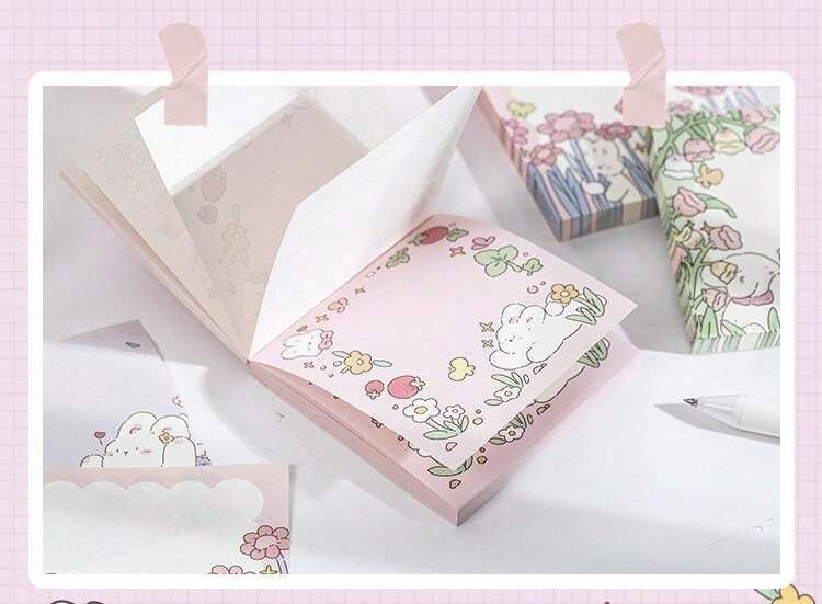 2pcs/200 Pages Square Memo Pad With Floral Design For Ins Style ...