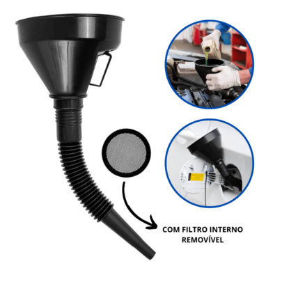 Funil Multiuso Flexivel De Plastico Grande Uso Geral Sanfonado Oleo Automotivo