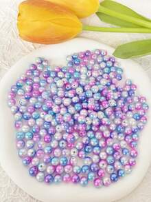 28pcs Abs Faux Pearl Beads In Mermaid Color With Two Holes For Professional Diy Decoration Accessories, Suitable For Face Makeup Decoration, Earrings, Necklaces, Hair Accessories And Craft Making - 8mm - View 3