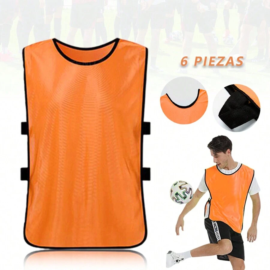 Paquete de 5 chalecos de entrenamiento deportivos de fútbol - Naranja - Ver 1