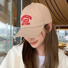 1 pièce Casquette de baseball à visière incurvée, design avec lettres brodées, convient pour une utilisation quotidienne au printemps et en été, style casual de rue