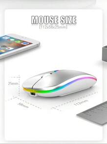 Ratón inalámbrico Ratón inalámbrico recargable para juegos en portátiles, silencio, oficina, monomodo, Bluetooth - Plateado - Ver 3