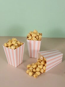 Set de 12 cajas de palomitas de color rosa para fiestas, suministros, accesorios fotográficos, cajas con puntos de onda para palomitas, cajas de regalo para festivales - rayas rosas - Ver 6