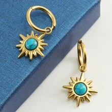 Neue türkisfarbene Ohrringe mit Boho-Stil Design, minimalistische vintage Ohrringe